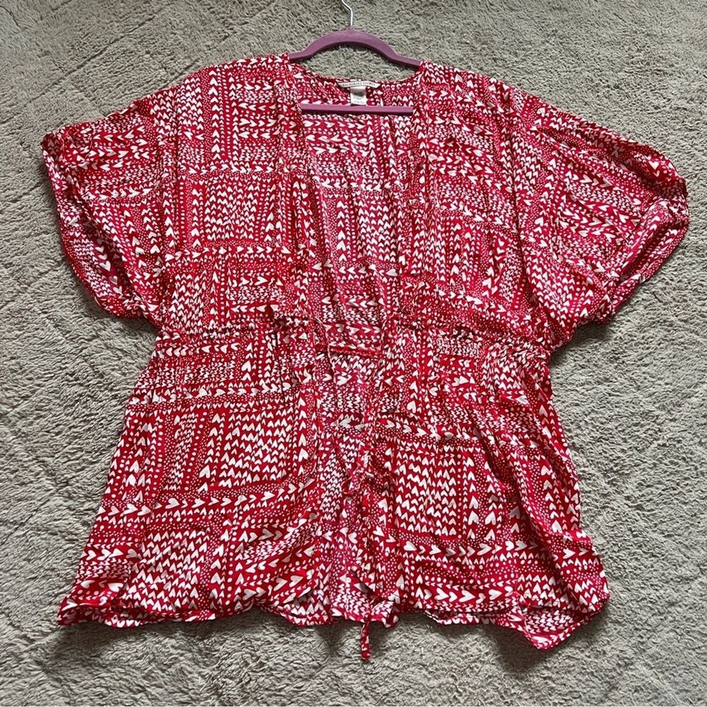Victoria's Secret Heart Pattern Swimwear Cover Up Kimono Preppy Beach One Size